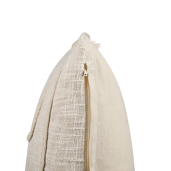 BELIANI - Lot de 2 coussins décoratifs PLEIONE Coton 45 x 45 cm Beige clair Motif géométrique - large