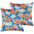 BELIANI - Lot de 2 coussins décoratifs SUMAC Velours 45 x 45 cm Multicolore Motif de plante - vignette