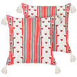 BELIANI - Lot de 2 coussins décoratifs BANKSIA Coton 45 x 45 cm Rouge À rayure - vignette