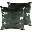 BELIANI - Lot de 2 coussins décoratifs BLUEBELL Velours 45 x 45 cm Vert foncé Motif animal - vignette