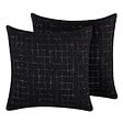 BELIANI - Lot de 2 coussins décoratifs BELLFLOWER 45 x 45 cm Noir Motif géométrique - vignette