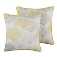 BELIANI - Lot de 2 coussins décoratifs CANDYTUFT 45 x 45 cm Jaune Motif de plante - vignette