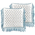 BELIANI - Lot de 2 coussins décoratifs PALLIDA Coton 45 x 45 cm Bleu Motif floral - vignette