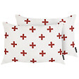 BELIANI - Lot de 2 coussins décoratifs VELLEIA Coton 50 x 35 cm Blanc Motif géométrique - vignette