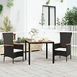 VIDAXL - vidaXL Table de jardin plateau en bois Noir Résine tressée bois massif - vignette