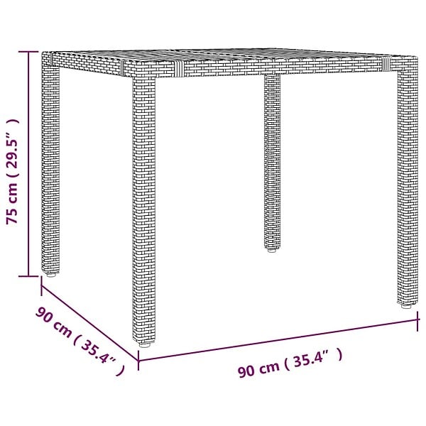VIDAXL - vidaXL Table de jardin plateau en bois Noir Résine tressée bois massif - large