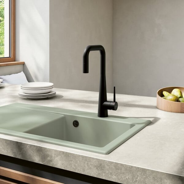 VILLEROY ET BOCH - Robinet de cuisine avec douchette Konic noir mat - large