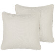 BELIANI - Lot de 2 coussins décoratifs HELIOTROPE 45 x 45 cm Blanc Unicolore - vignette