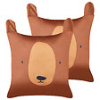BELIANI - Lot de 2 coussins décoratifs TEDDYBEAR Coton 45 x 45 cm Marron - vignette