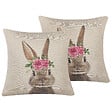 BELIANI - Lot de 2 coussins décoratifs TULIPA 45 x 45 cm Taupe - vignette