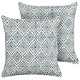 BELIANI - Lot de 2 coussins décoratifs CORDATA Coton 45 x 45 cm Bleu Motif oriental - vignette