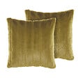 BELIANI - Lot de 2 coussins décoratifs PUMILA Fourrure synthétique 45 x 45 cm Vert olive À rayure - vignette