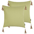 BELIANI - Lot de 2 coussins décoratifs CHMISTAR 45 x 45 cm Vert Unicolore - vignette