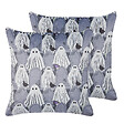 BELIANI - Lot de 2 coussins décoratifs FANATE Velours 45 x 45 cm Gris Motif abstrait - vignette