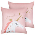 BELIANI - Lot de 2 coussins décoratifs UNIOLA Velours 45 x 45 cm Rose - vignette