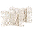 BELIANI - Lot de 2 coussins décoratifs YORTAN Coton 45 x 45 cm Beige clair Motif géométrique - vignette