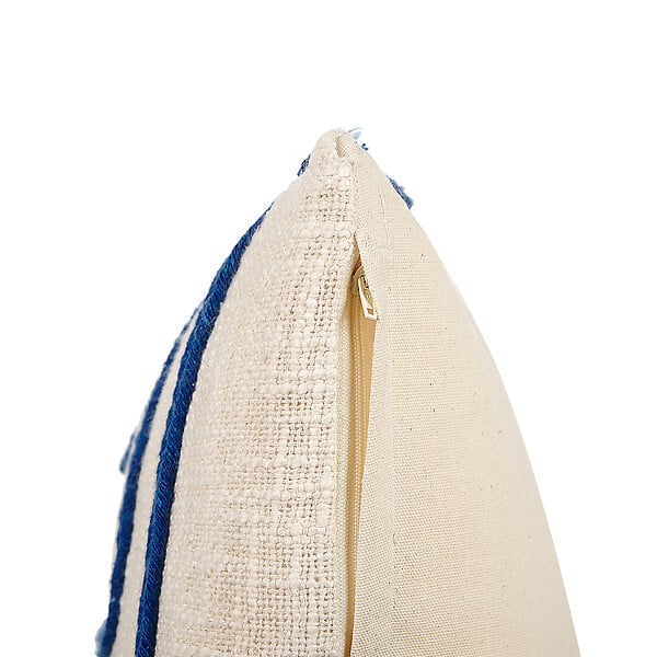 BELIANI - Lot de 2 coussins décoratifs PLEIONE Coton 45 x 45 cm Bleu marine Motif géométrique - large