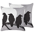 BELIANI - Lot de 2 coussins décoratifs ORADEA Velours 45 x 45 cm Gris Motif animal - vignette