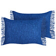 BELIANI - Lot de 2 coussins décoratifs MABA Coton 50 x 35 cm Bleu marine Unicolore - vignette