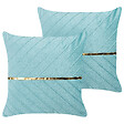 BELIANI - Lot de 2 coussins décoratifs CONEFLOWER 45 x 45 cm Bleu clair À rayure - vignette