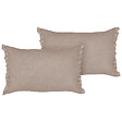 BELIANI - Lot de 2 coussins décoratifs SASSAFRAS Lin 30 x 45 cm Marron clair Unicolore - vignette