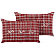 BELIANI - Lot de 2 coussins décoratifs MOCHI 30 x 50 cm Rouge Motif de Noël - vignette
