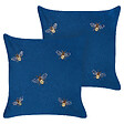 BELIANI - Lot de 2 coussins décoratifs TALINUM Velours 45 x 45 cm Bleu Motif animal - vignette