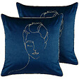 BELIANI - Lot de 2 coussins décoratifs CROCUS Velours 45 x 45 cm Bleu foncé Motif abstrait - vignette