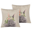 BELIANI - Lot de 2 coussins décoratifs FATSIA Coton 45 x 45 cm Taupe - vignette