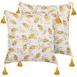 BELIANI - Lot de 2 coussins décoratifs ABUTILON 45 x 45 cm Beige Motif floral - vignette