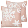 BELIANI - Lot de 2 coussins décoratifs MURRAYA Velours 45 x 45 cm Rose Motif de Noël - vignette