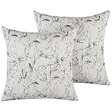 BELIANI - Lot de 2 coussins décoratifs ARBOR 45 x 45 cm Beige Motif floral - vignette