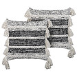 BELIANI - Lot de 2 coussins décoratifs ROCHEA Coton 45 x 45 cm Noir À rayure - vignette