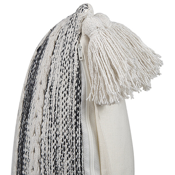 BELIANI - Lot de 2 coussins décoratifs ROCHEA Coton 45 x 45 cm Noir À rayure - large