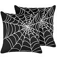 BELIANI - Lot de 2 coussins décoratifs LYCORIS Velours 45 x 45 cm Noir Motif abstrait - vignette