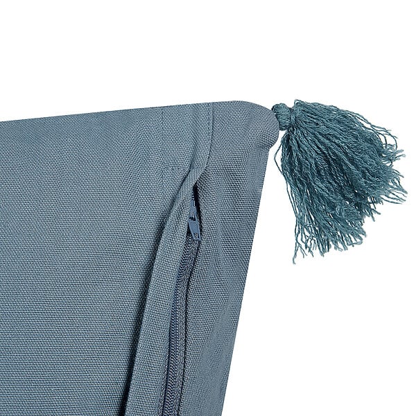 BELIANI - Lot de 2 coussins décoratifs RIBES Velours 45 x 45 cm Bleu foncé Motif floral - large