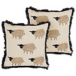BELIANI - Lot de 2 coussins décoratifs BANNU Bouclé 45 x 45 cm Beige - vignette