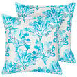 BELIANI - Lot de 2 coussins décoratifs ROCKWEED Coton 45 x 45 cm Bleu Motif floral - vignette