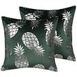BELIANI - Lot de 2 coussins décoratifs ASTILBE Velours 45 x 45 cm Vert foncé Motif de plante - vignette