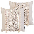 BELIANI - Lot de 2 coussins décoratifs KALAM Coton 45 x 45 cm Beige clair Motif géométrique - vignette