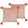 BELIANI - Lot de 2 coussins décoratifs RUMHORA Velours 45 x 45 cm Rose Motif floral - vignette
