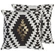 BELIANI - Lot de 2 coussins décoratifs COLEUS Coton 45 x 45 cm Noir Motif géométrique - vignette