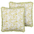BELIANI - Lot de 2 coussins décoratifs FILIX Coton 45 x 45 cm Vert Motif floral - vignette