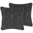 BELIANI - Lot de 2 coussins décoratifs KONNI Coton 45 x 45 cm Gris Motif à chevrons - vignette