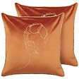 BELIANI - Lot de 2 coussins décoratifs CROCUS Velours 45 x 45 cm Orange Motif abstrait - vignette