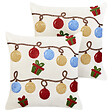 BELIANI - Lot de 2 coussins décoratifs PALMIER Velours 45 x 45 cm Blanc cassé Motif de Noël - vignette