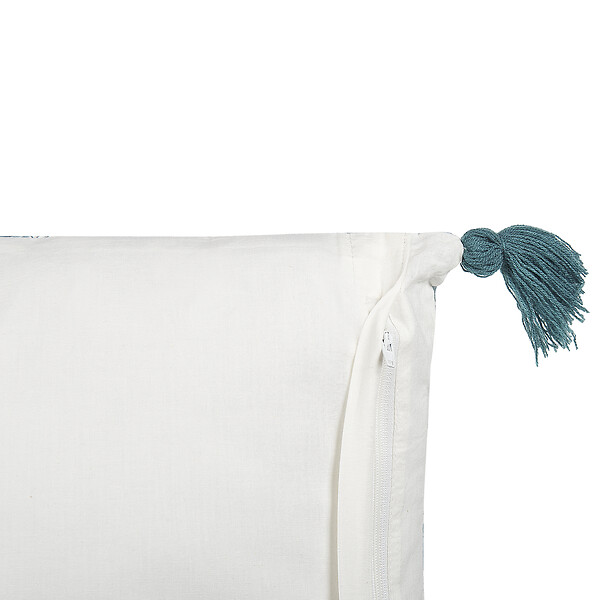 BELIANI - Lot de 2 coussins décoratifs CORNUS Coton 45 x 45 cm Bleu Motif floral - large