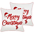 BELIANI - Lot de 2 coussins décoratifs PIZZELLE Coton 45 x 45 cm Blanc cassé Motif de Noël - vignette