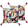 BELIANI - Lot de 2 coussins décoratifs RAIGANJ Coton 50 x 50 cm Multicolore Motif abstrait - vignette