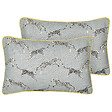 BELIANI - Lot de 2 coussins décoratifs ARALES Coton 30 x 50 cm Gris clair Motif animal - vignette